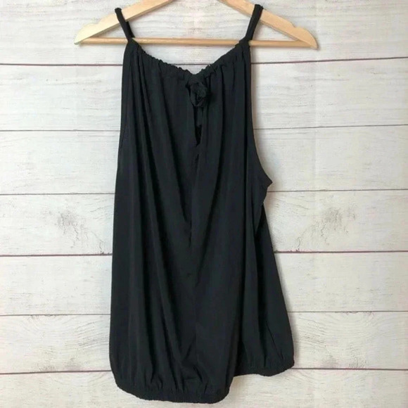 Macbeth Collection Black Wrap Front High Neck Tank Top S - Picture 7 of 7